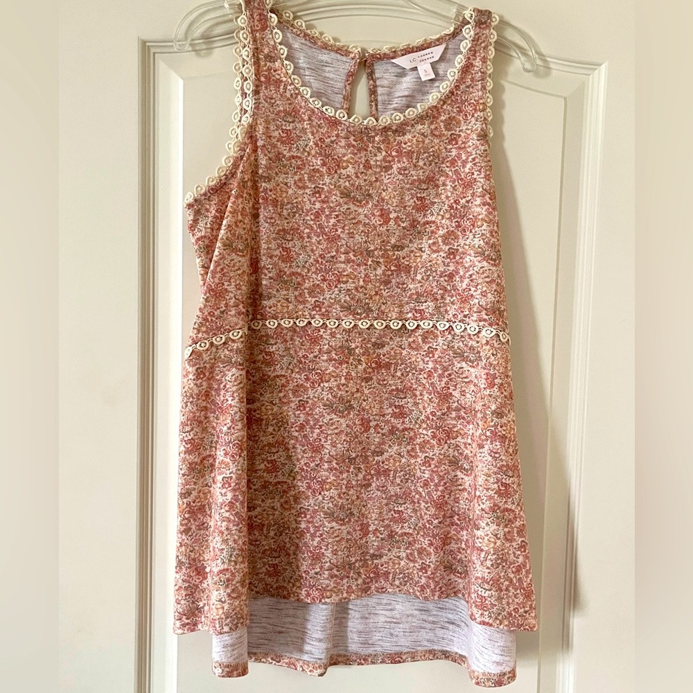 Lauren Conrad Floral Tank with Embroidery Detail Women’s Size Small - Picture 1 of 12